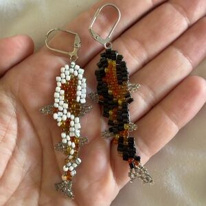 Handmade beaded koi fish earrings